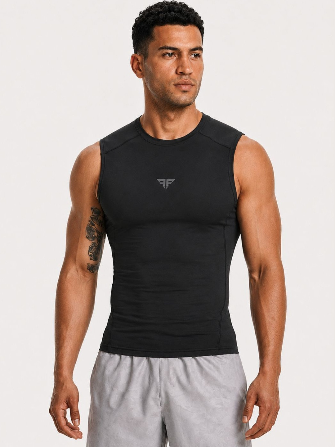 BRUTE FORCE Men Brand Logo Compression T-shirt