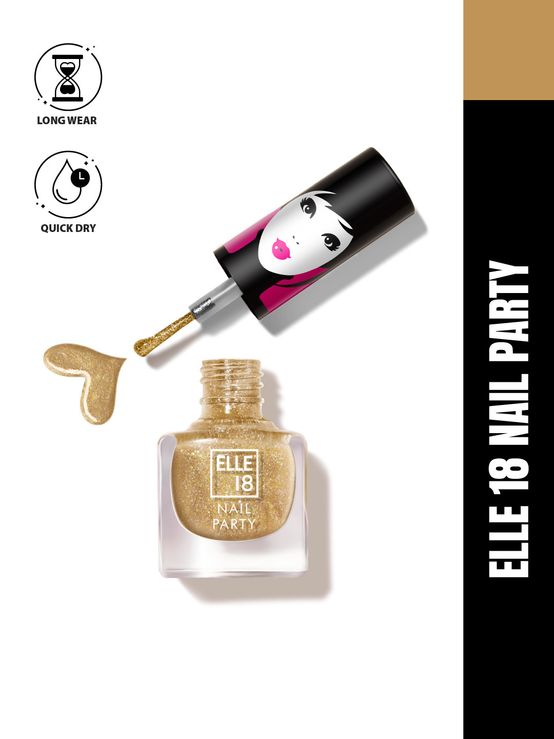 ELLE 18  Nail Party Glittery Smooth Finish Nail Polish With High Shine Payoff 5ml - G8
