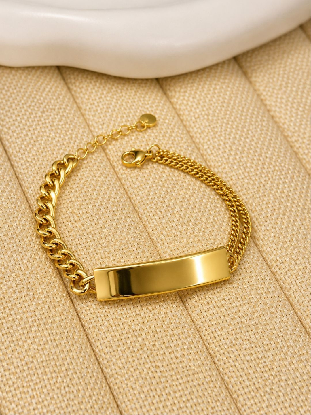 DIVING SWAN Women 18K Thick Gold Plated Sonal Statement Chain Bracelet
