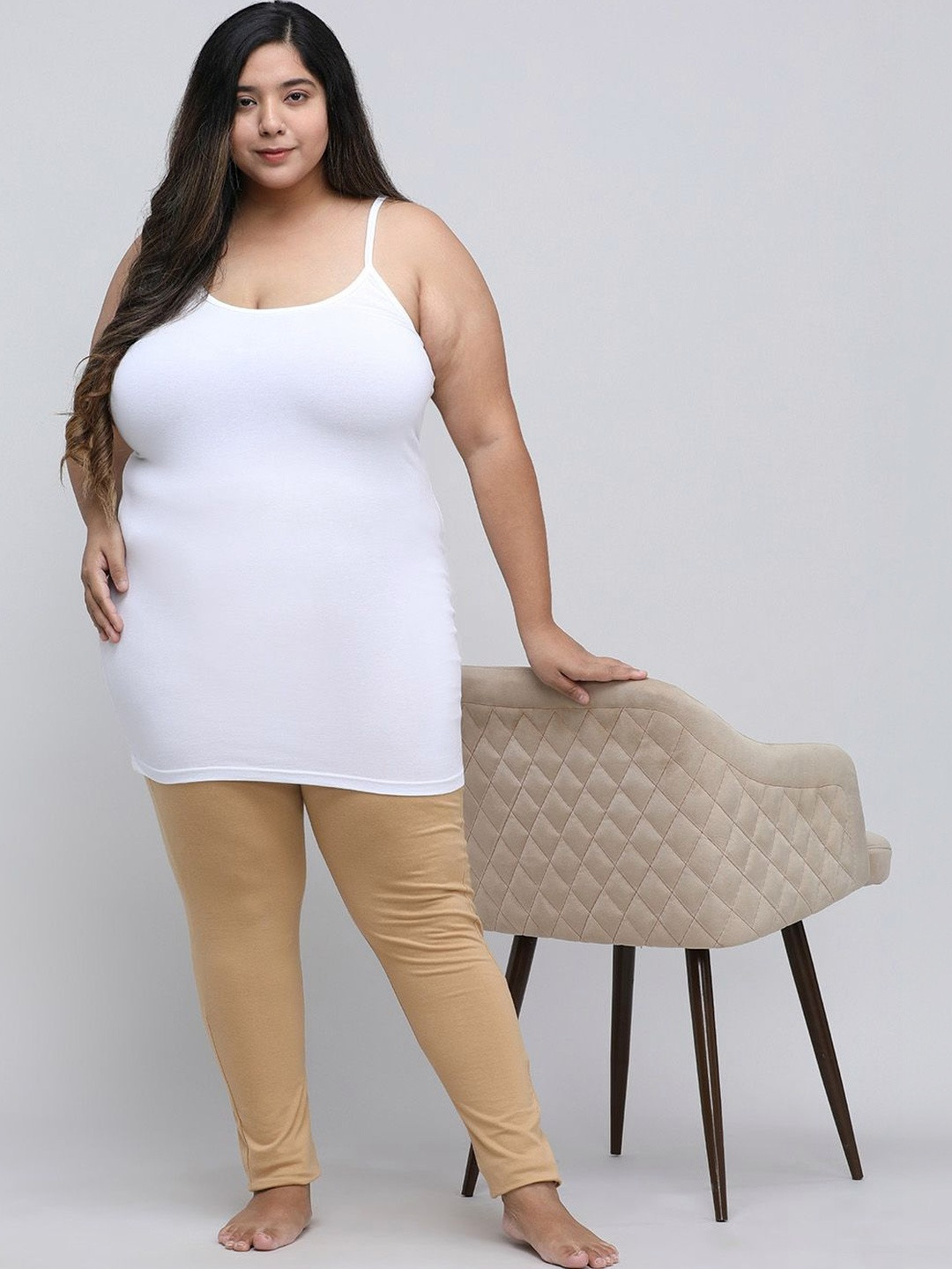ATTWACT Shoulder Straps Neck Combed Cotton Camisole