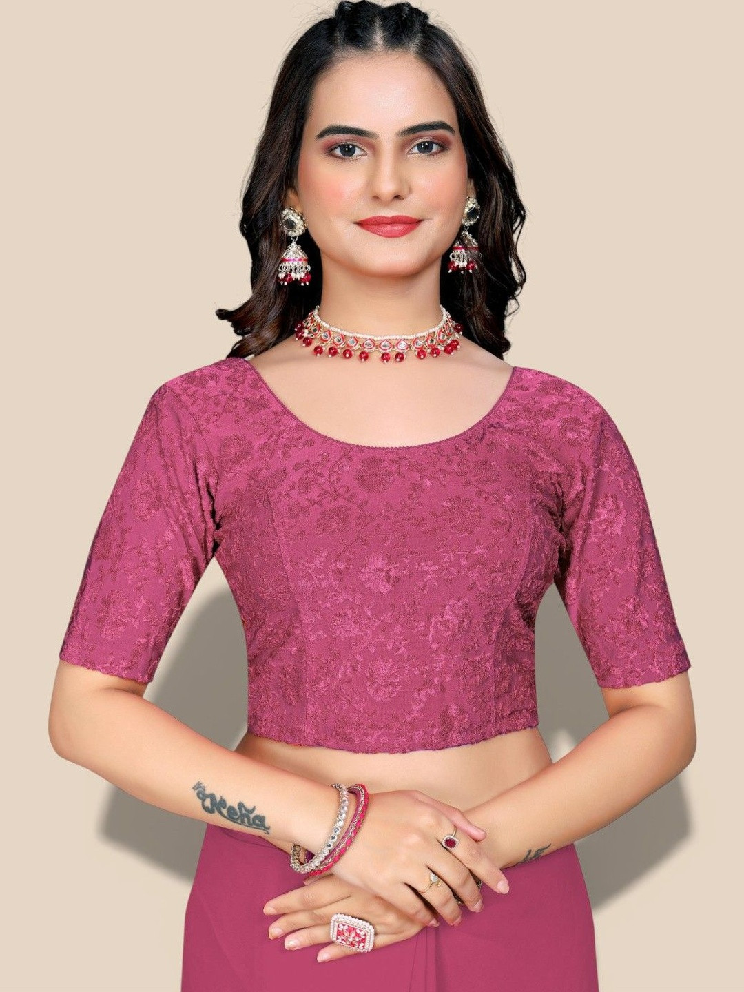 MRSWEARS Embroidered Thread Work Saree Blouse