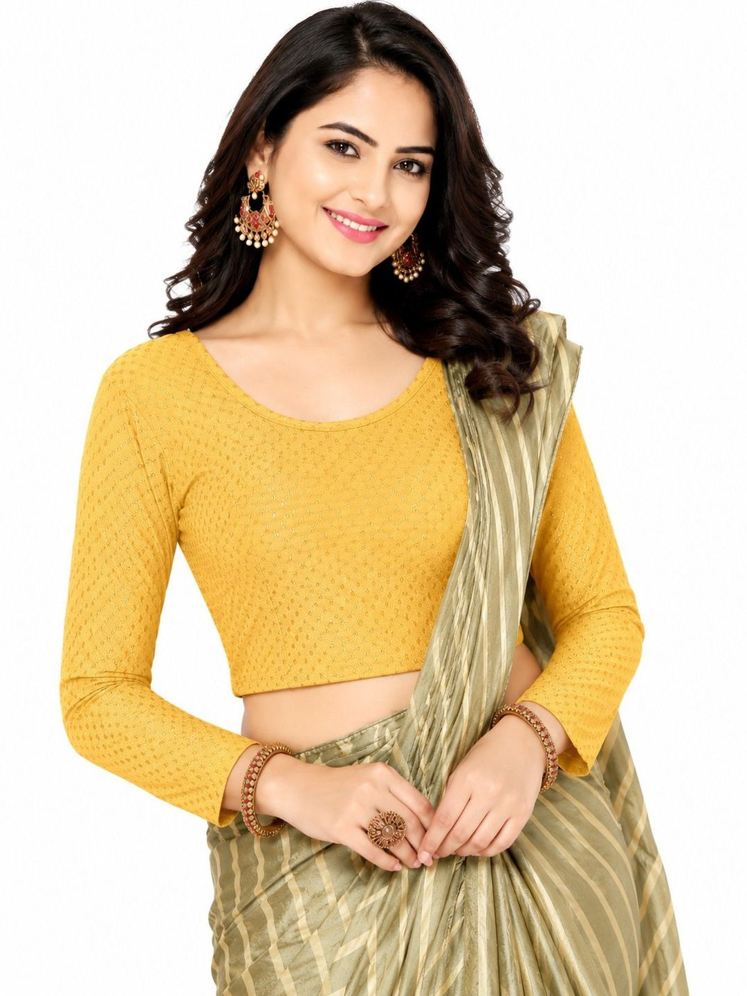 Pramukh Mart Cotton Woven Design Saree Blouse