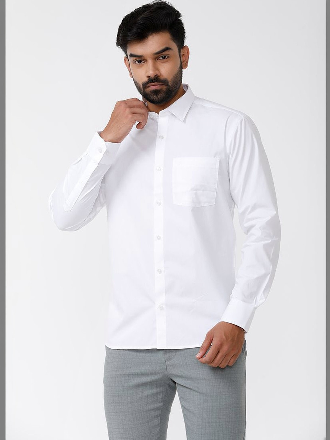 UATHAYAM Men Formal White Shirt