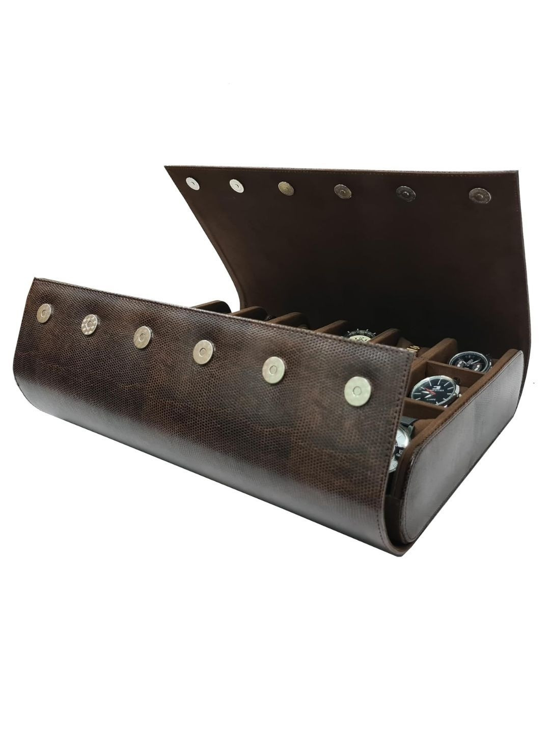 essart Brown 18 Slots Foldable Watch Organiser Box