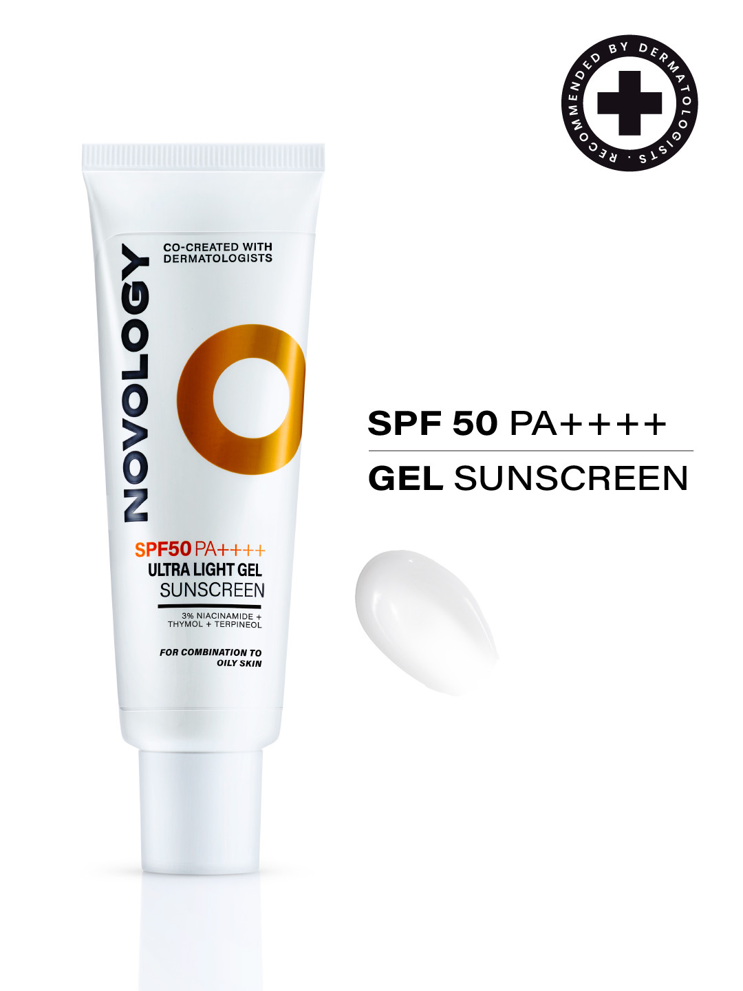 Novology SPF 50 PA++++ Ultra Light Gel Sunscreen Reduce Acne & Sebum Non Greasy Finish 50g