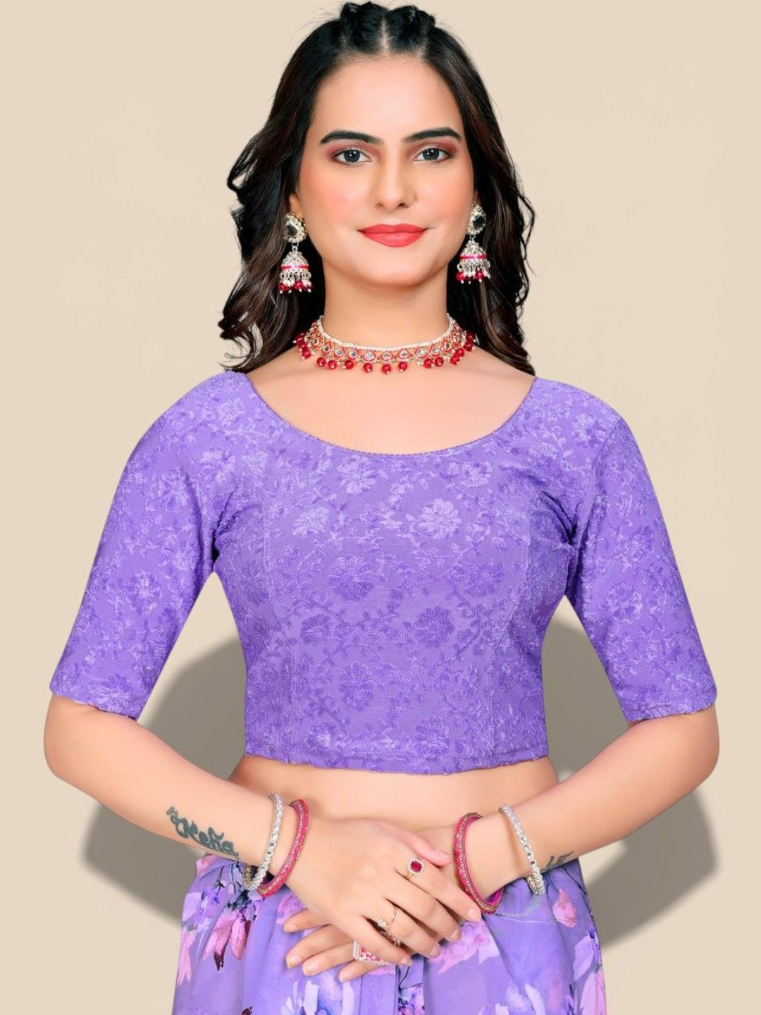 MRSWEARS Embroidered Thread Work Saree Blouse