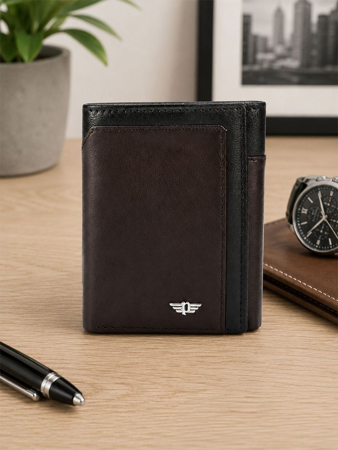 Police Men Leather Three Fold Wallet
