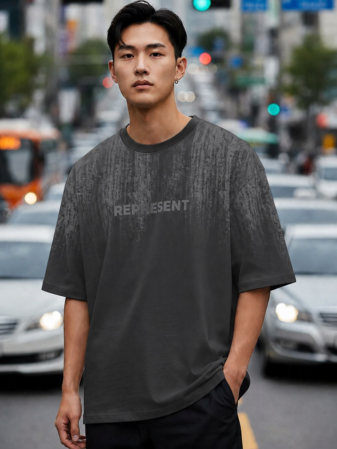 JUMPCUTS Men Typography Printed Drop-Shoulder Sleeves Cotton T-shirt