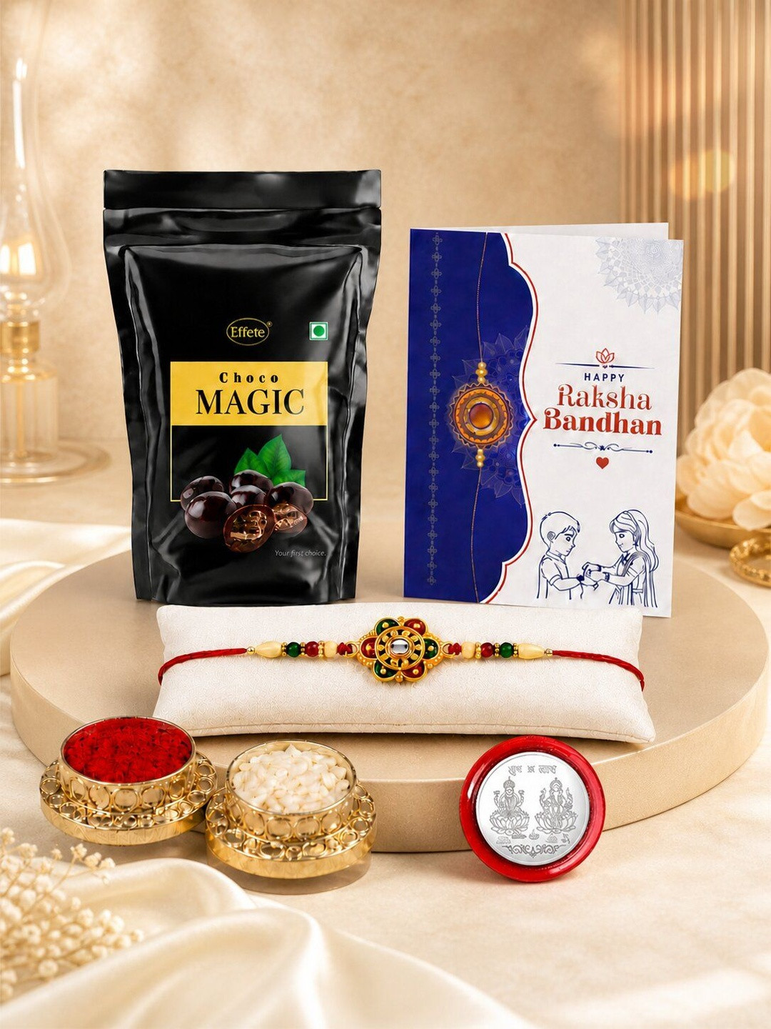 DeoDap Set Of 5 Rakhi With Chocolate Gift Set