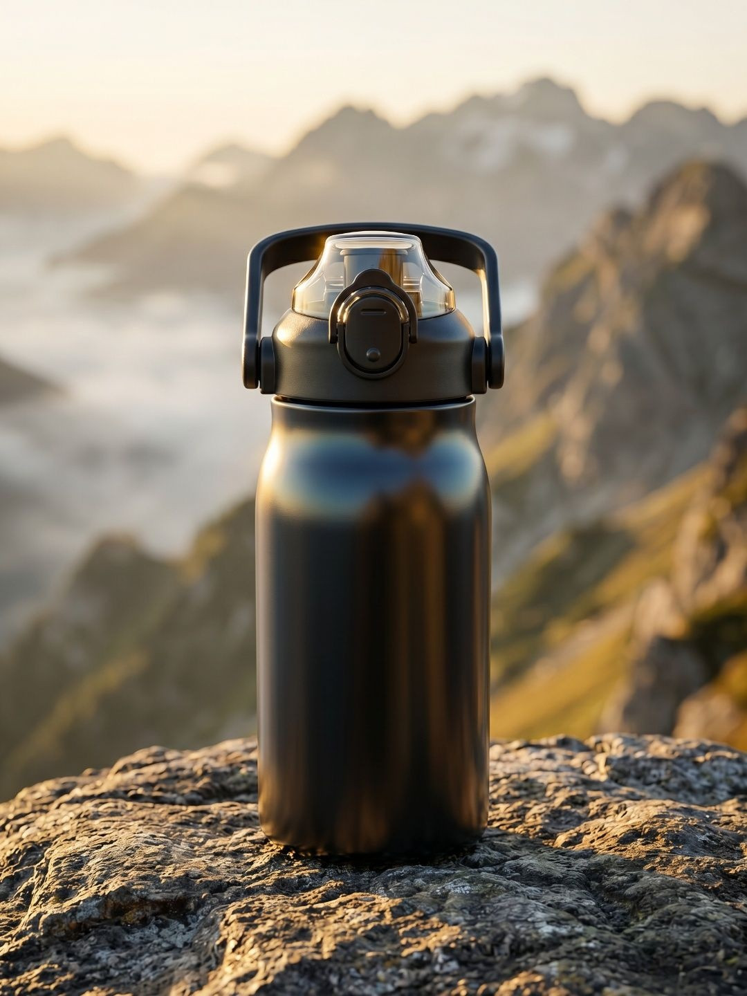 Aura Black Single Stainless Steel Solid Water Bottle