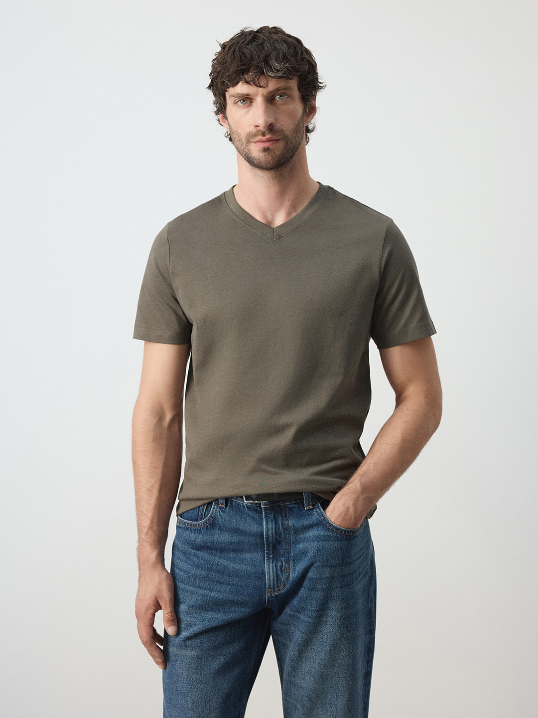 MANGO MAN V-Neck Knitted T-shirt