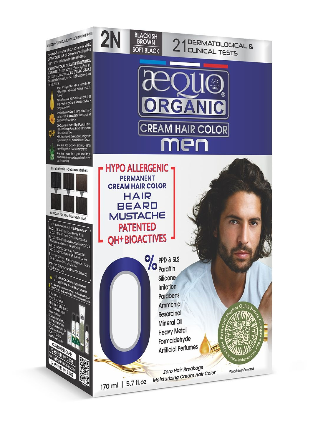 Aequo Organic Men Permanent Hair Color 170 ml - Blackish Brown 2N