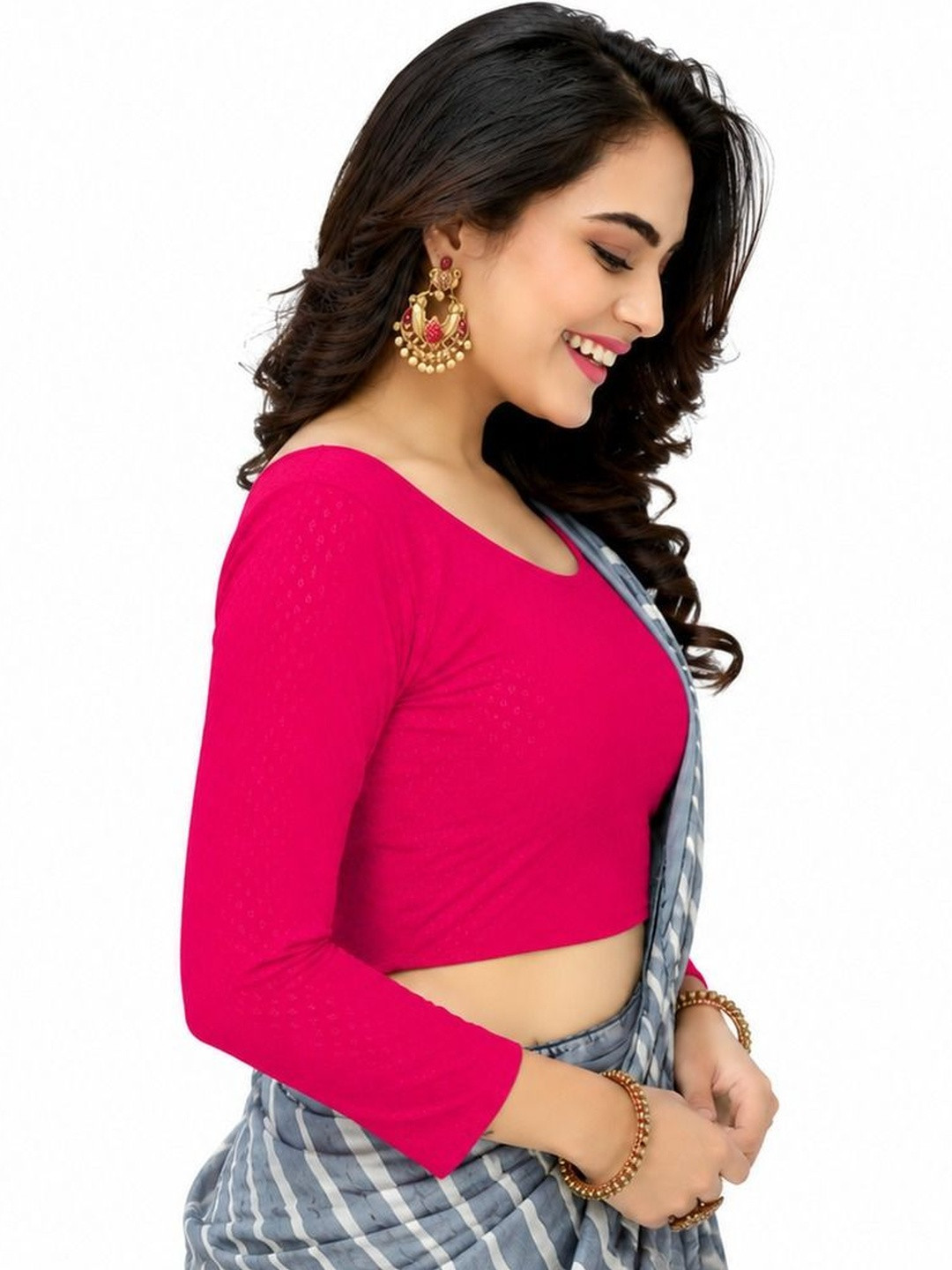 Pramukh Mart Cotton Solid Saree Blouse