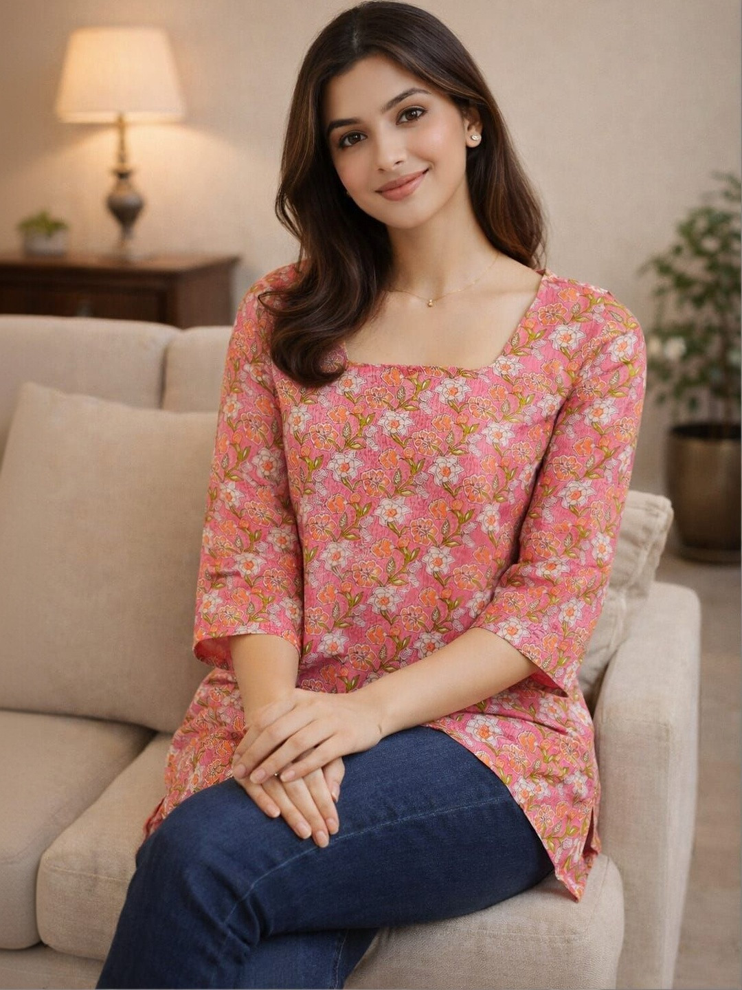 Zyla Women Floral Printed Flared Sleeves Kurti