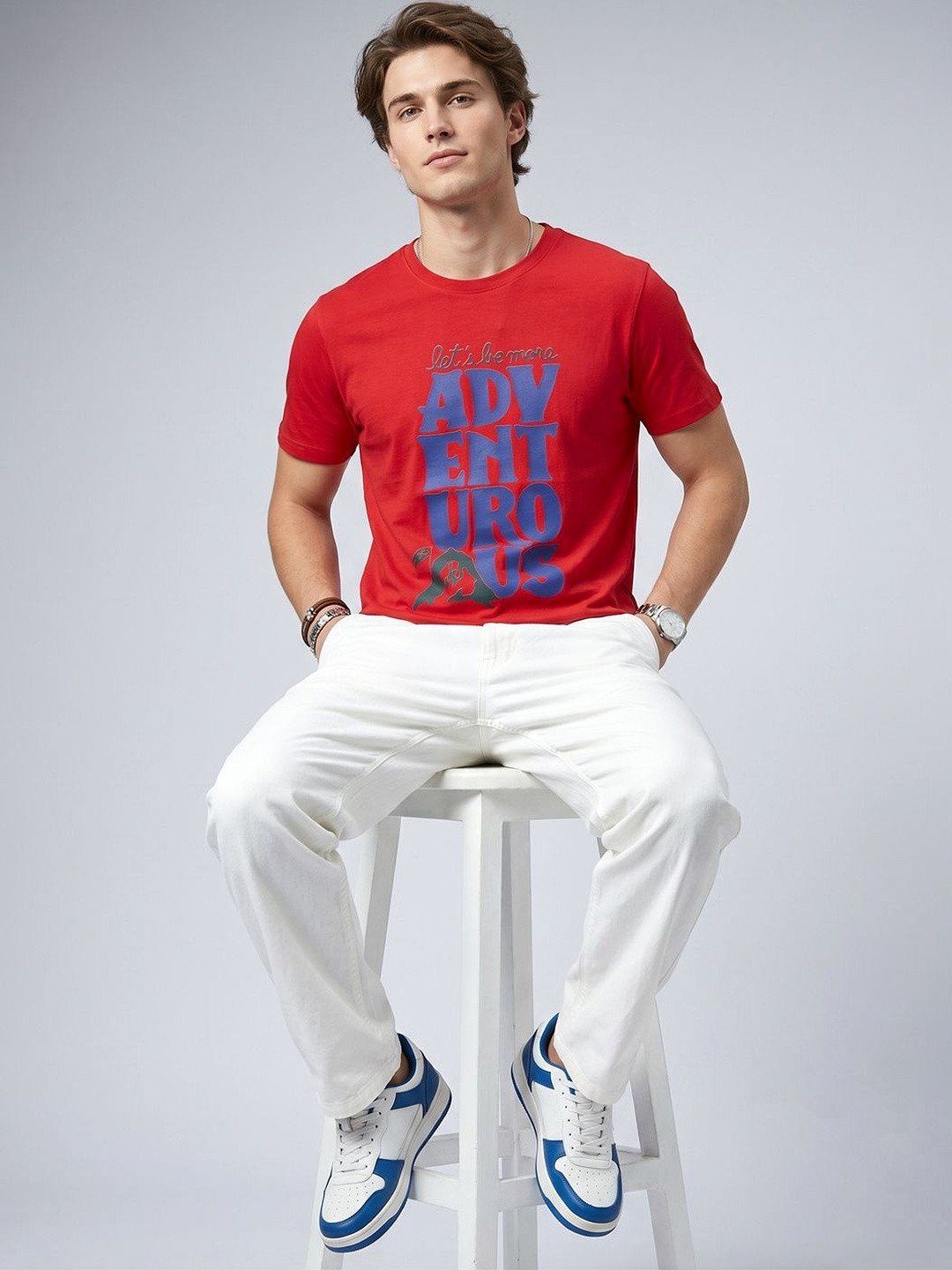 Roadster Men Typography Printed T-shirt