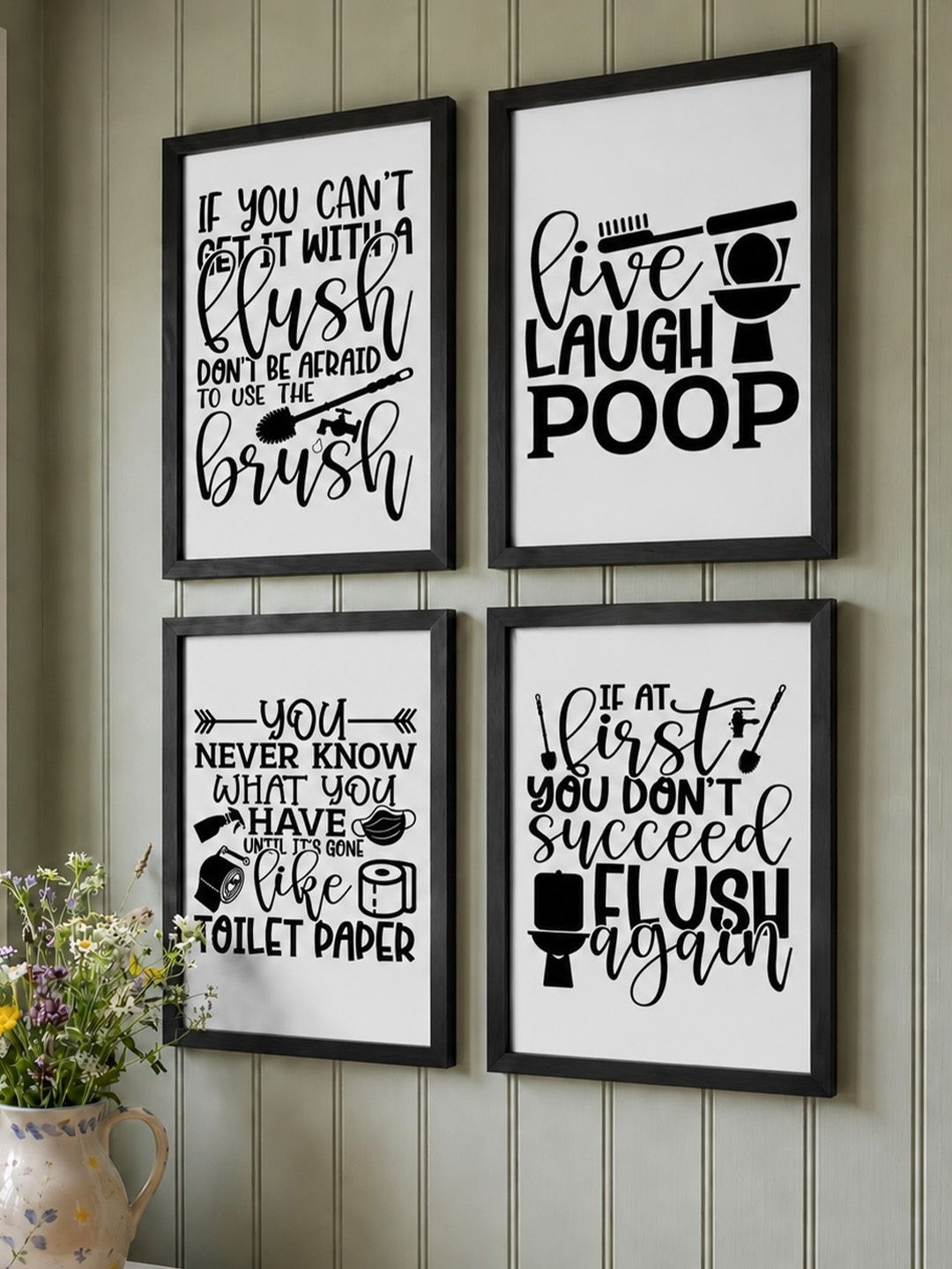 Art Street Kids Black & White 4 Pieces Big Tunnel Printed UV Coating Painting Wall Art