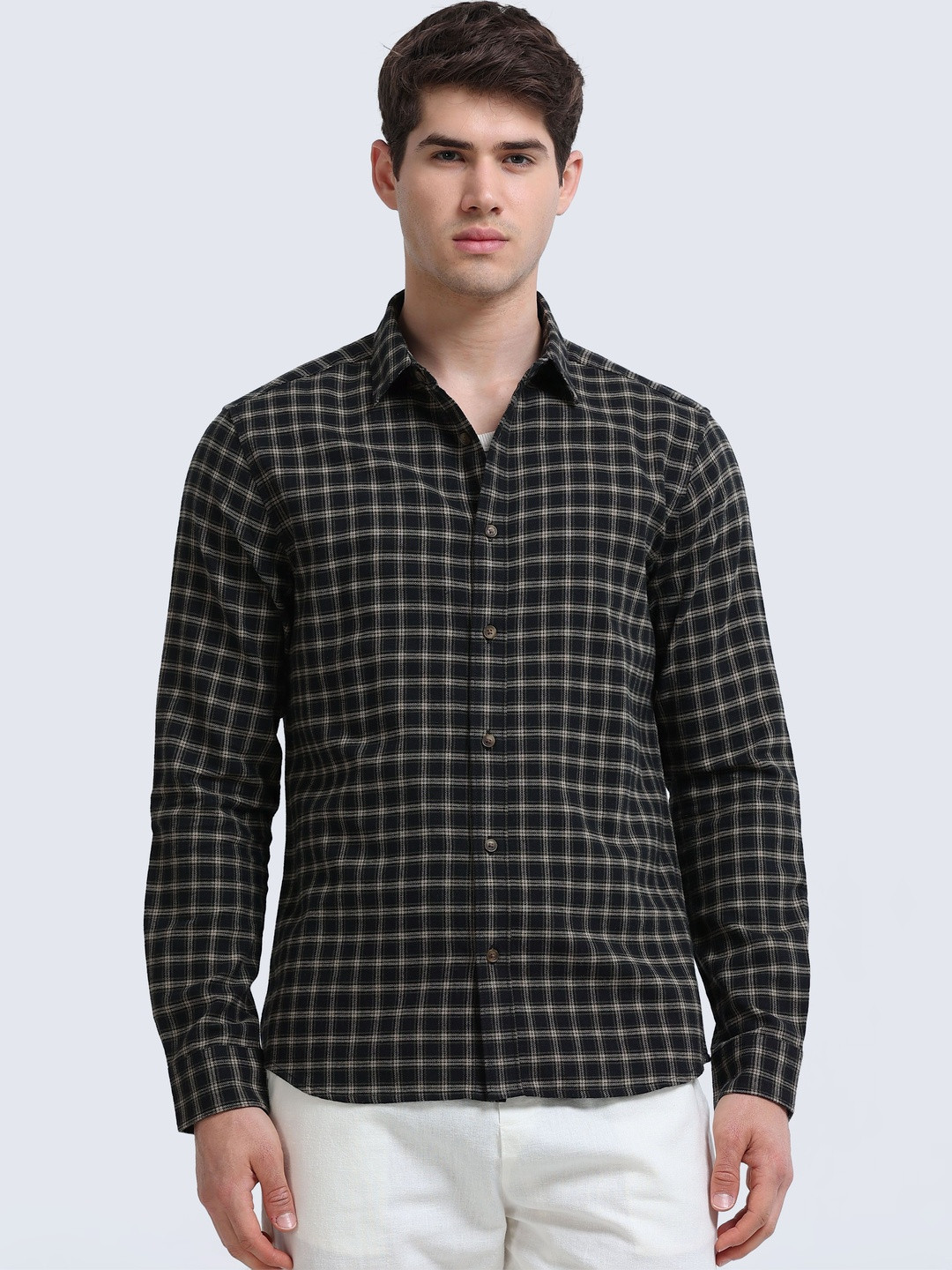 GLORYBOYZ Men Checked Brushed Cotton Casual Shirt