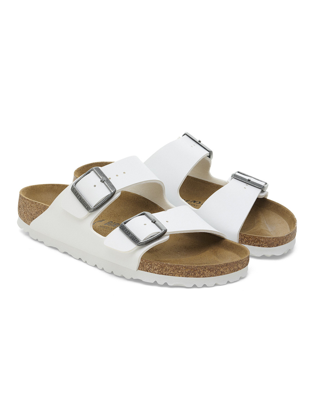 Birkenstock Arizona White Narrow Width Birko-Flor Two-Strap Sandals