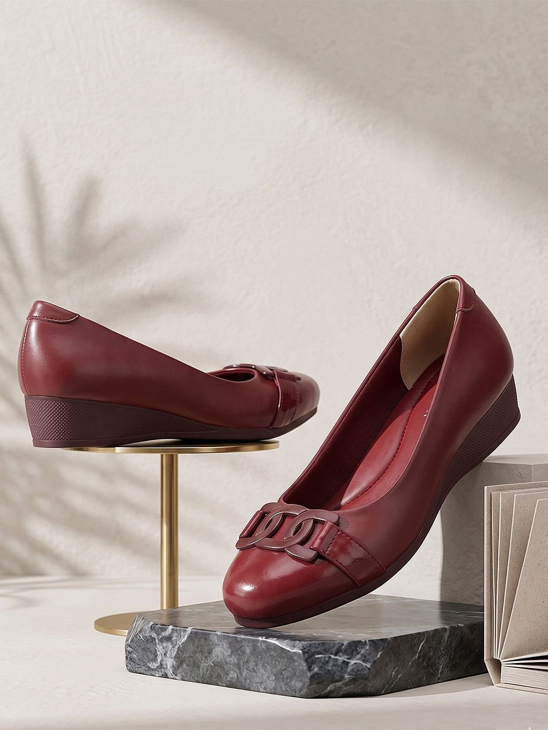 Bata Wedge Pumps with Buckles
