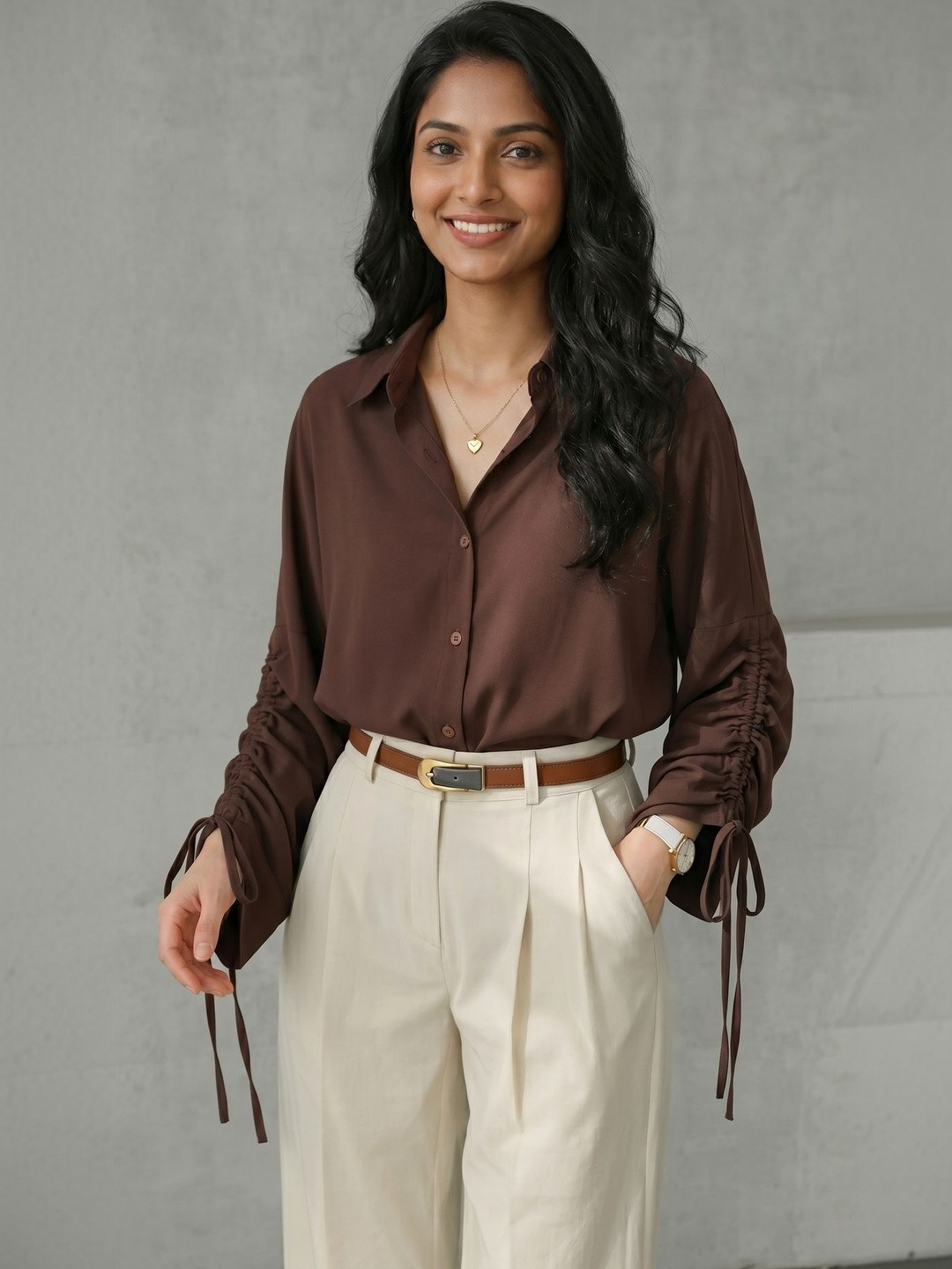 NEW-18 Spread Collar Long Sleeves Regular Fit Casual Cotton Shirt