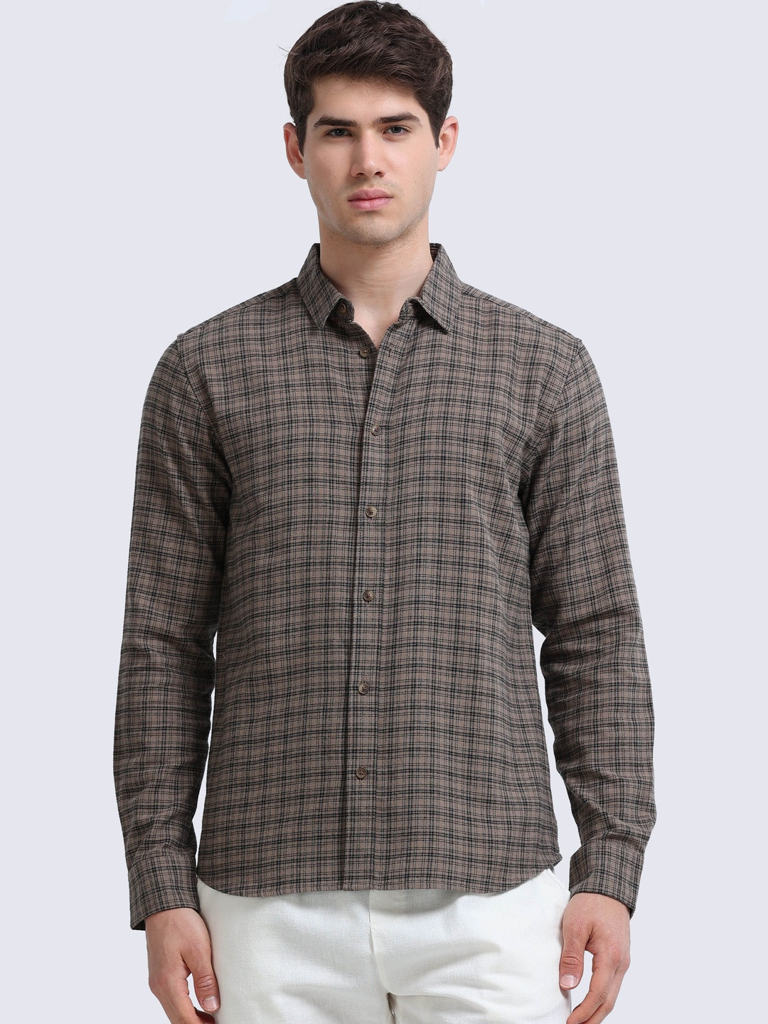 GLORYBOYZ Men Checked Brushed Cotton Casual Shirt