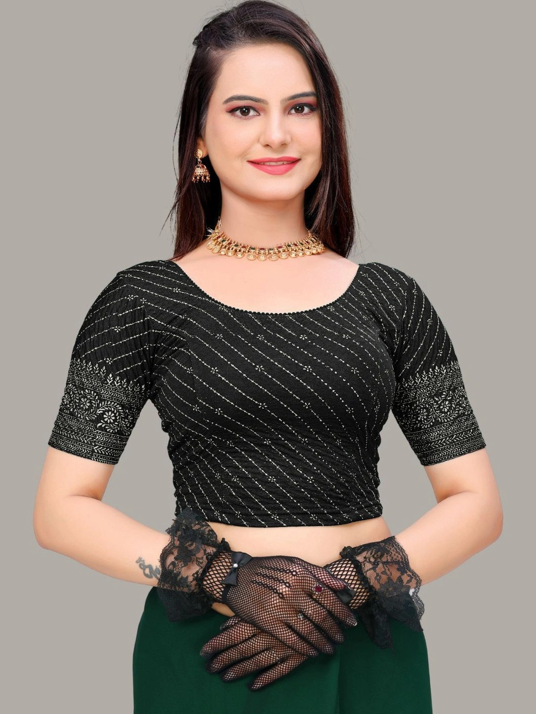 MRSWEARS Embellished Sequinned Saree Blouse