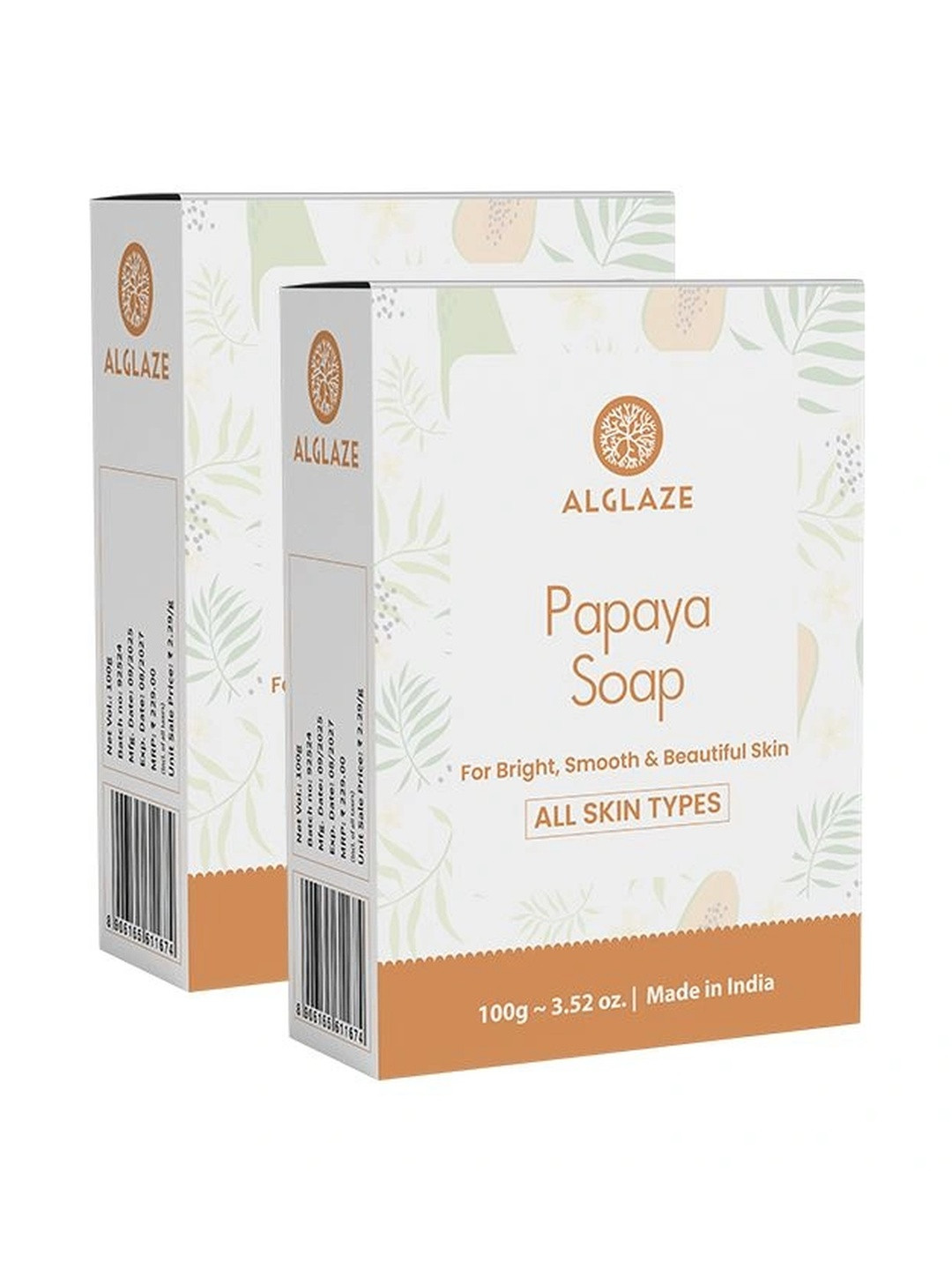 ALGLAZE Set Of 2 Papaya Soap - 100 g Each