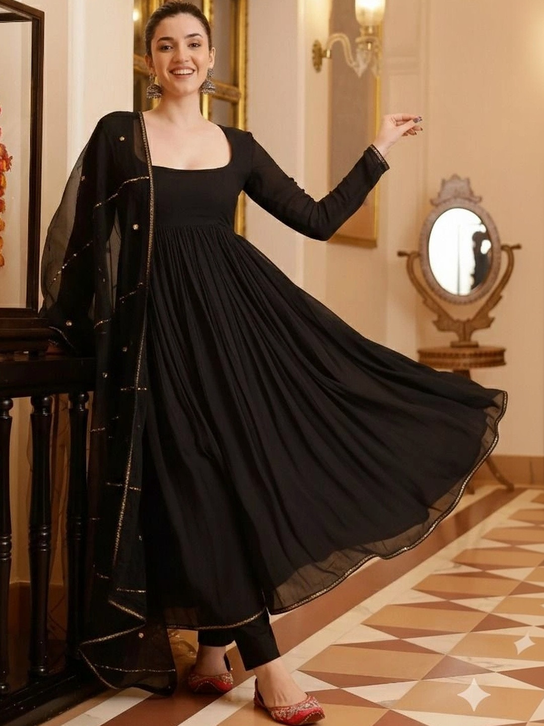 B4ME.COM Women Empire Kurta with Trousers & With Dupatta