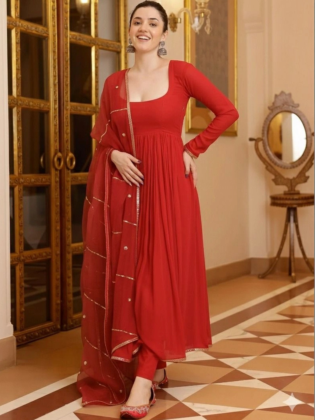 B4ME.COM Women Empire Kurta with Trousers & With Dupatta