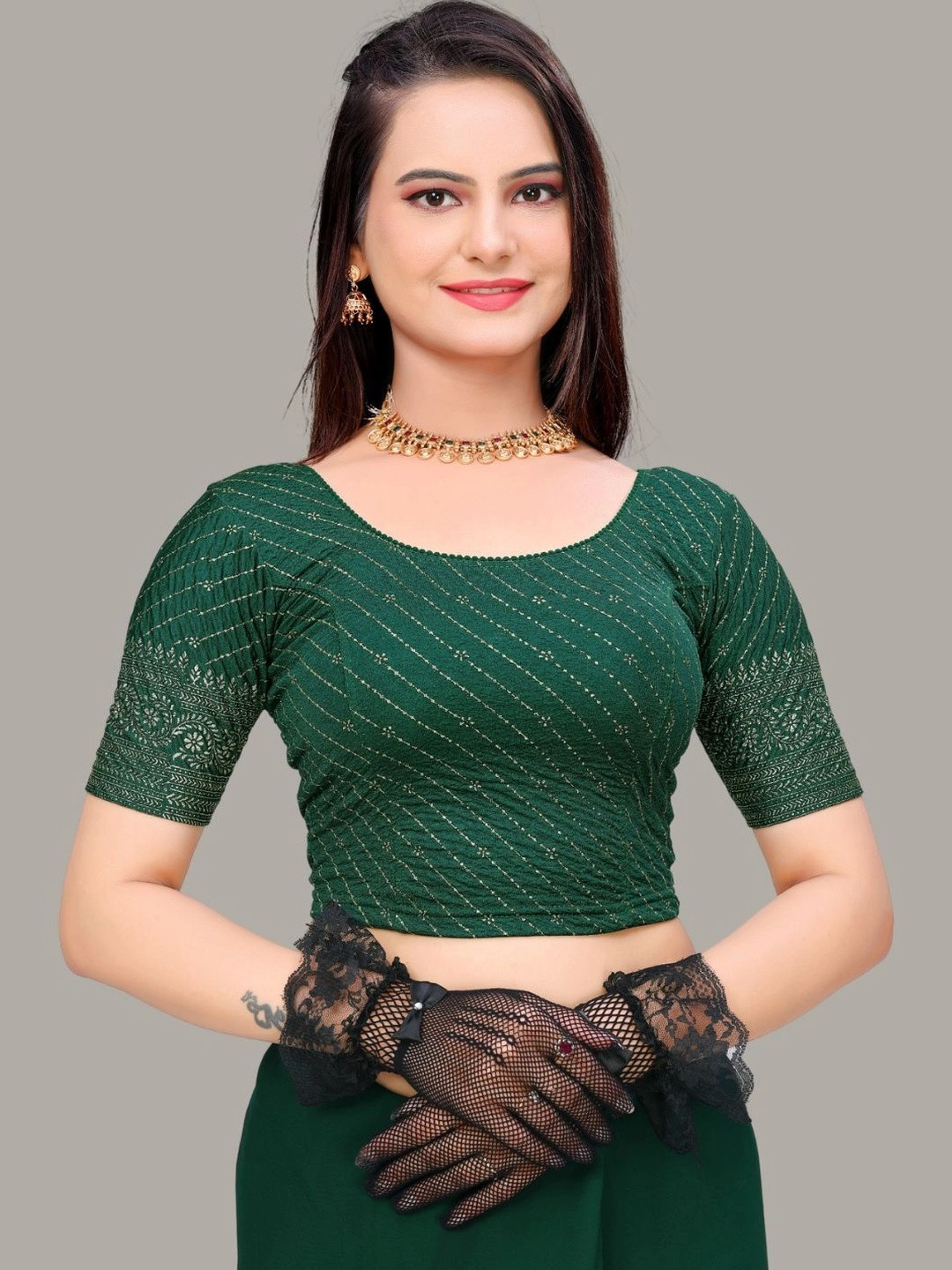 MRSWEARS Embellished Zari Saree Blouse