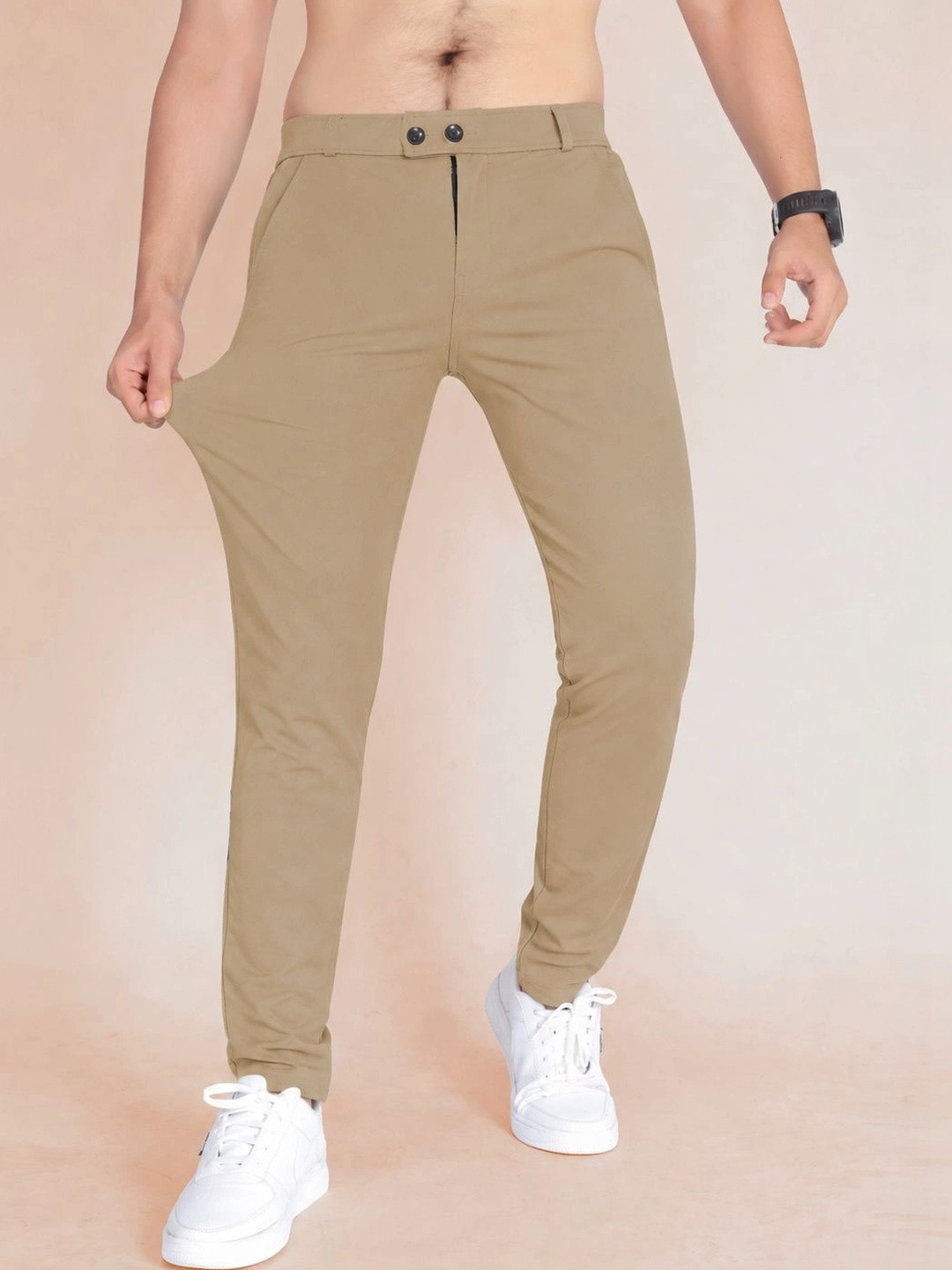 COMBRAIDED Men Mid-Rise Slim Fit Trouser