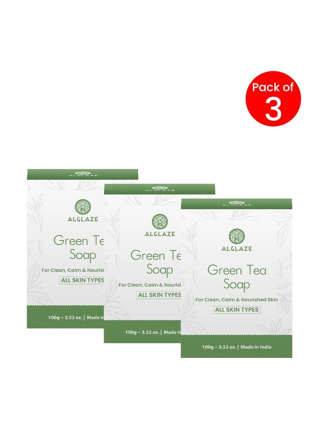 ALGLAZE Set Of 3 Green Tea Soap - 100 g Each