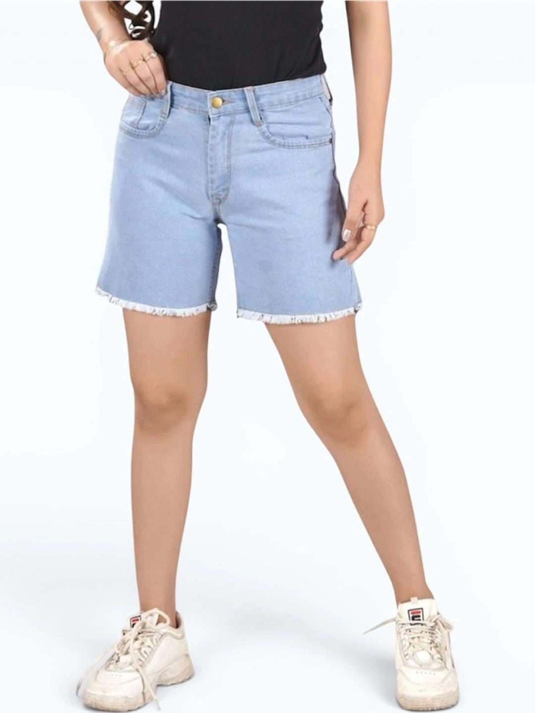 Angelo Women High-Rise Denim Denim Shorts