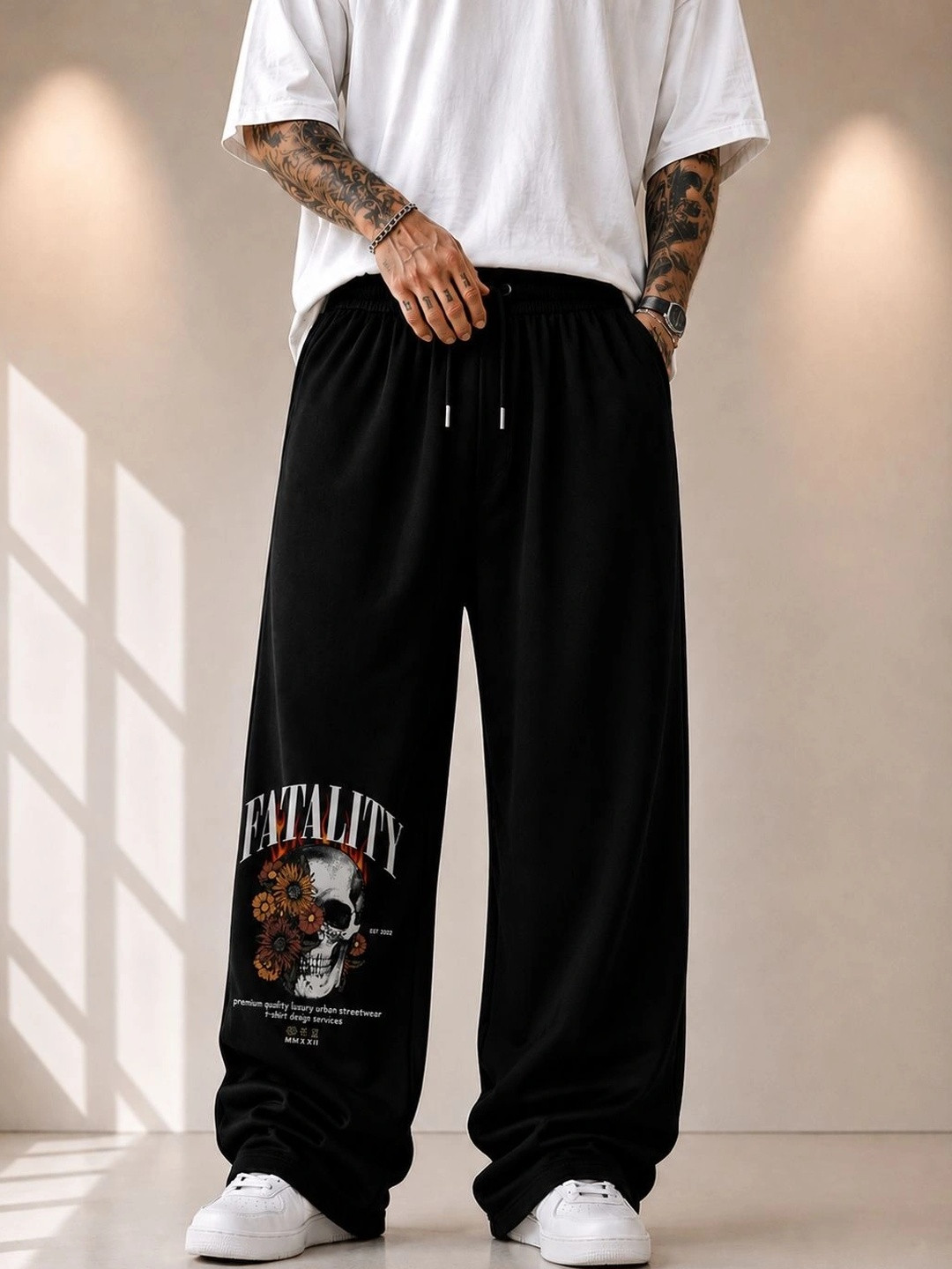 WEVOK WEAR Men Relaxed Fit Graphic Print Track Pants