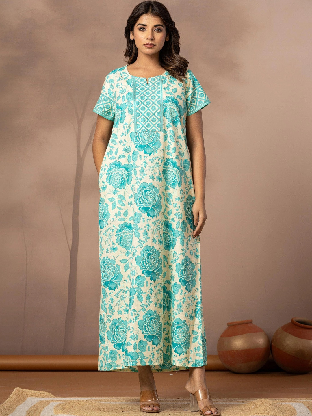 Nihsamah Printed Maxi Nightdress