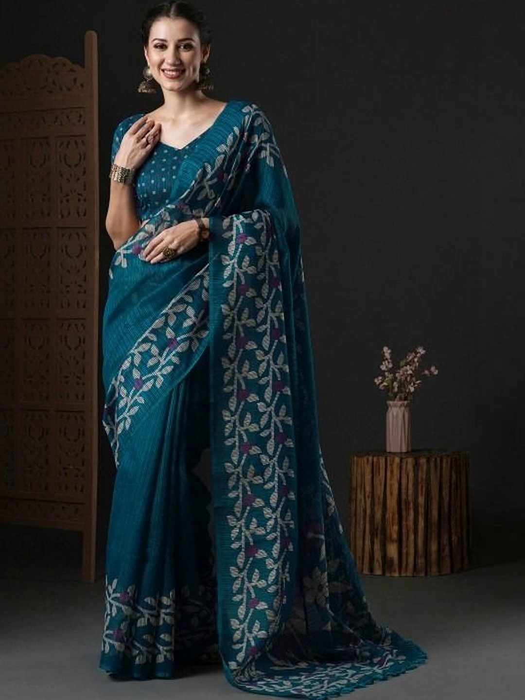 Moda Rapido Linen Blend Khadi Saree