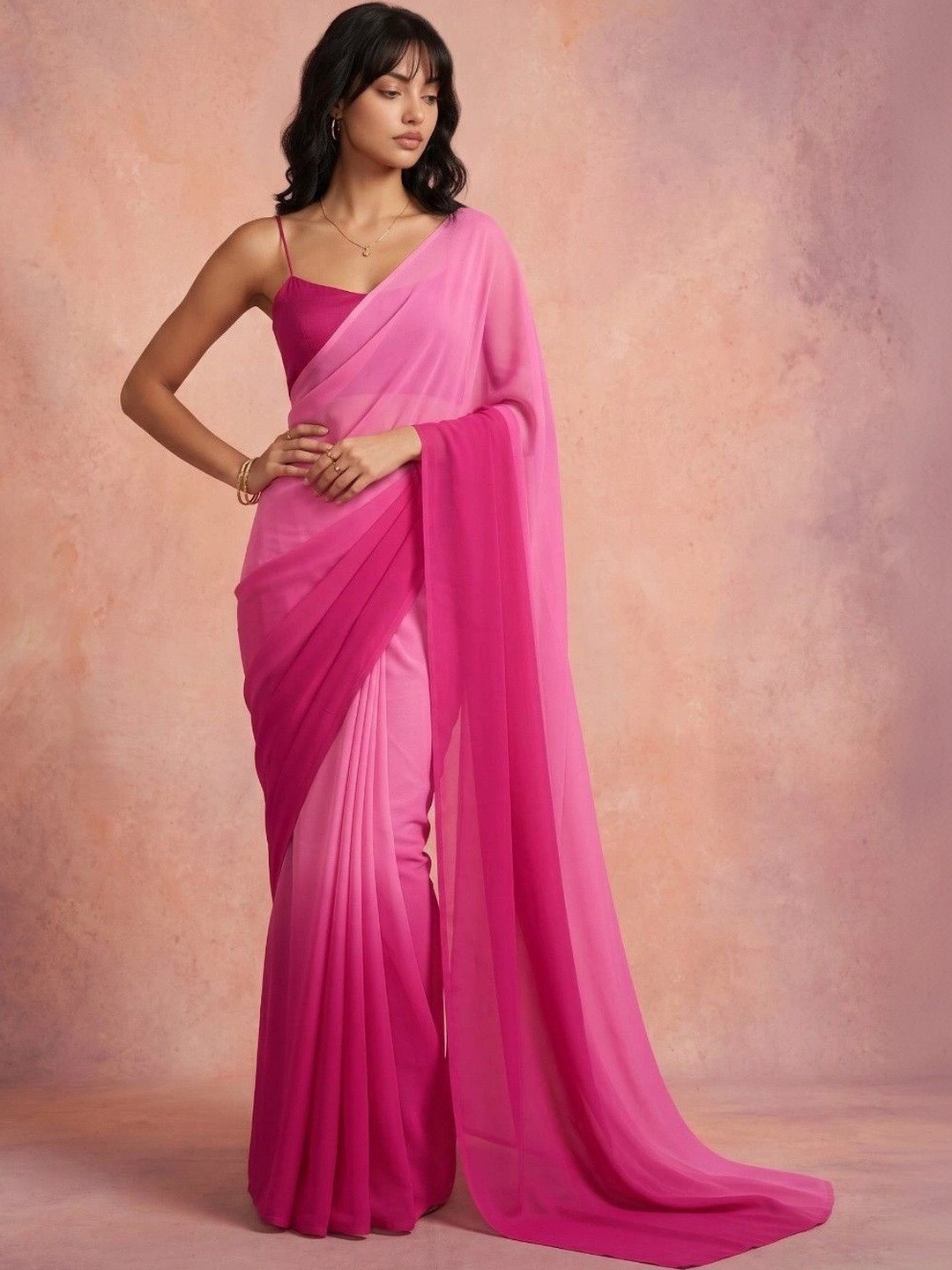 KINDA DESI Ombre Poly Georgette Designer Saree