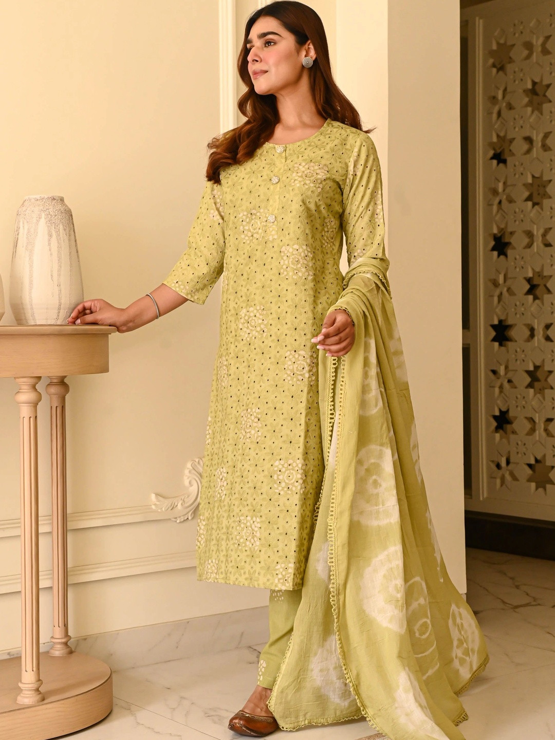 SURUKH Women Ethnic Motifs Embroidered Regular Thread Work Kurta with Trousers & With Dupatta