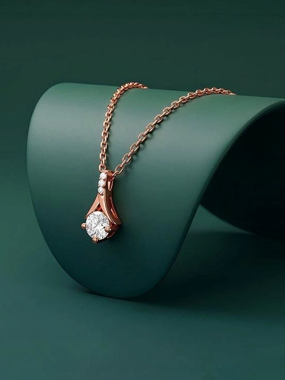 GIVA Silver Rose Gold-Plated Heart Shaped Pendants with Chains