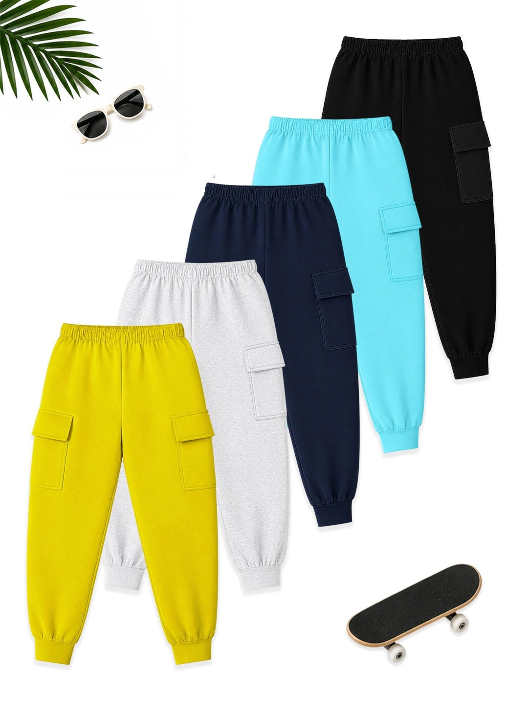YK Boys Pack of 5 Regular Fit Cargos