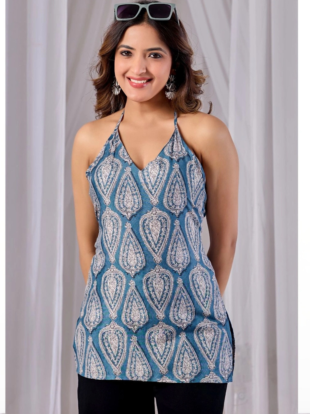 DIGILINE Paisley Printed Halter Neck Kurti