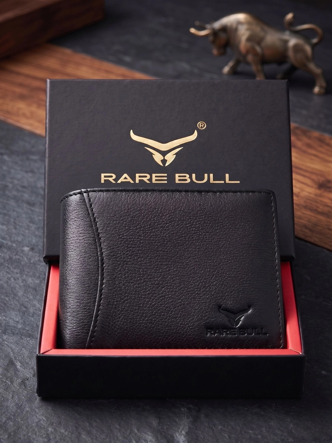 RARE BULL Men Textured Leather Two Fold Wallet