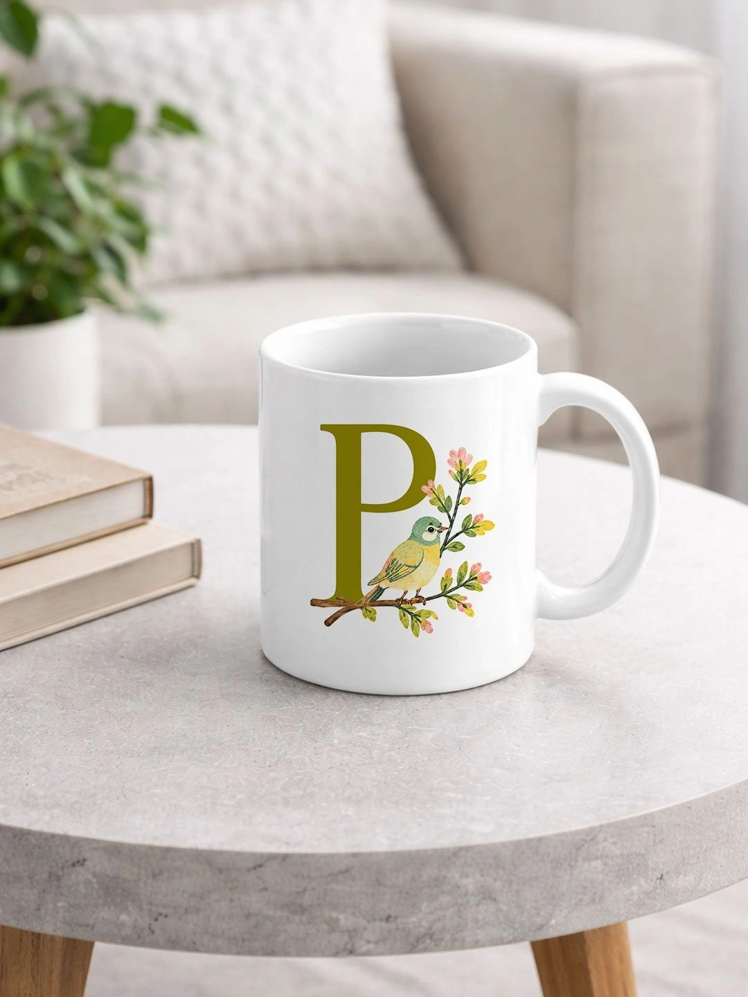 EarthCraft White Printed Ceramic Glossy Mugs Set of Cups and Mugs