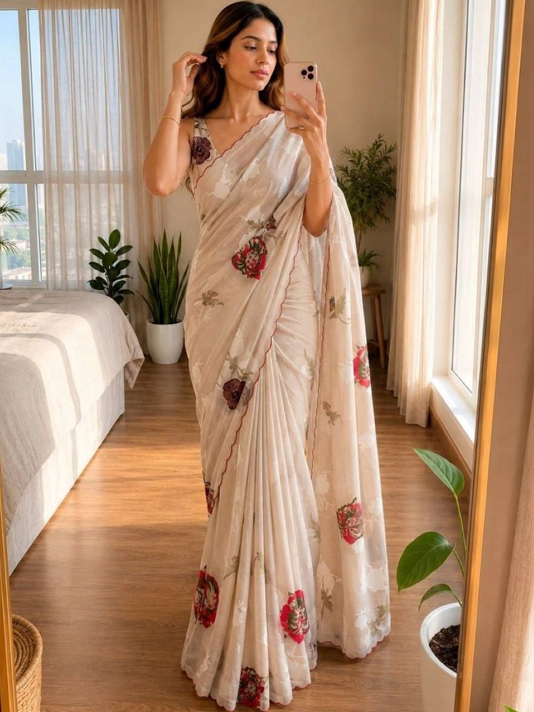 ARKIA Poly Crepe Saree
