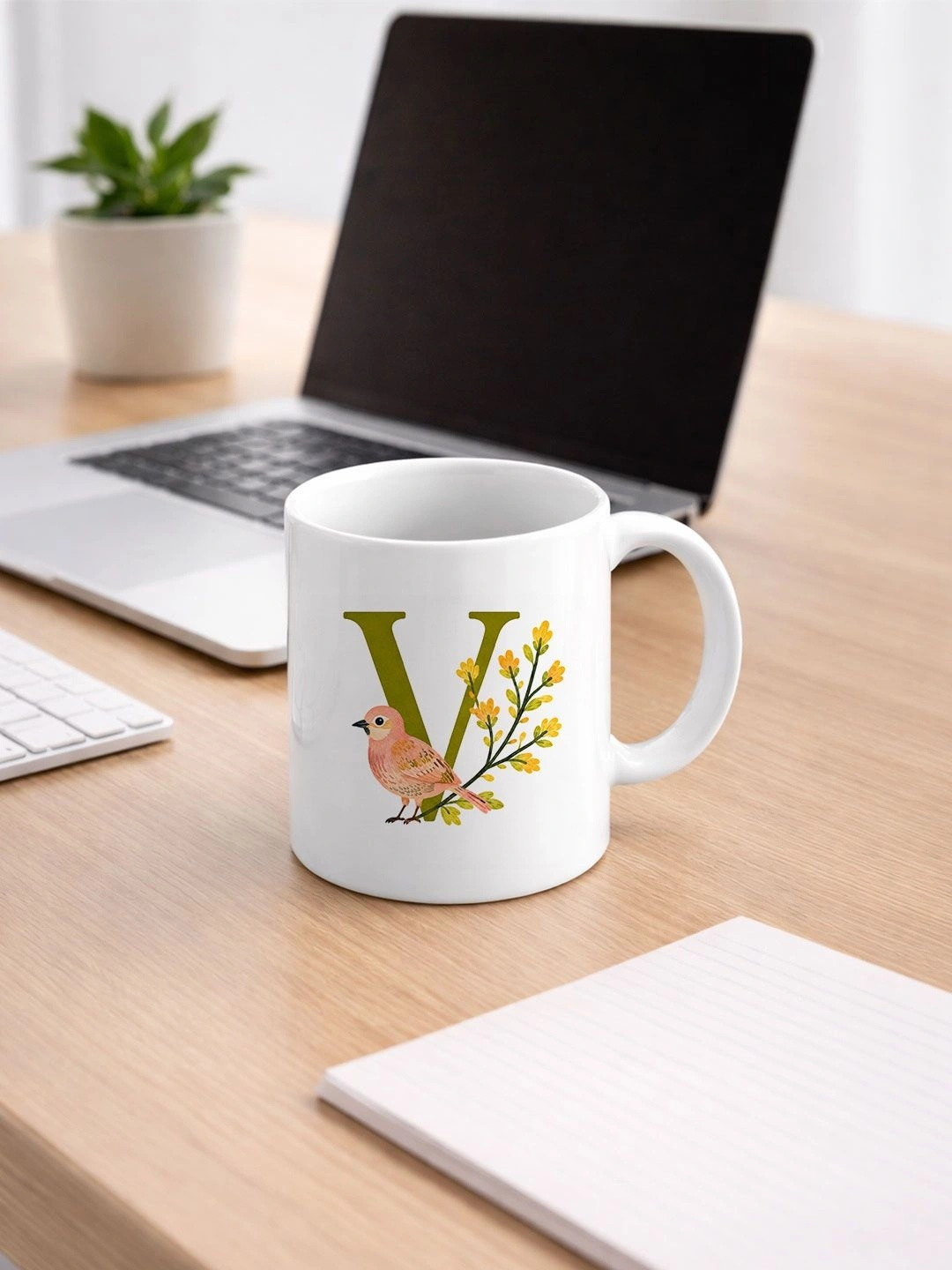 EarthCraft White Natural Elements Printed Ceramic Glossy Mugs Set of Cups and Mugs
