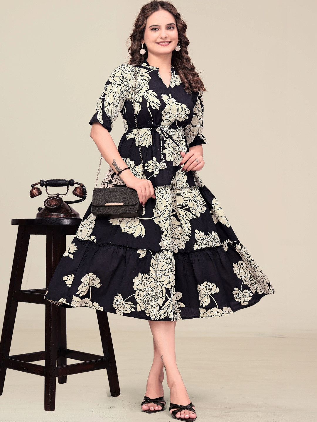 PRIYANSH CREATION Floral Print Crepe A-Line Dress