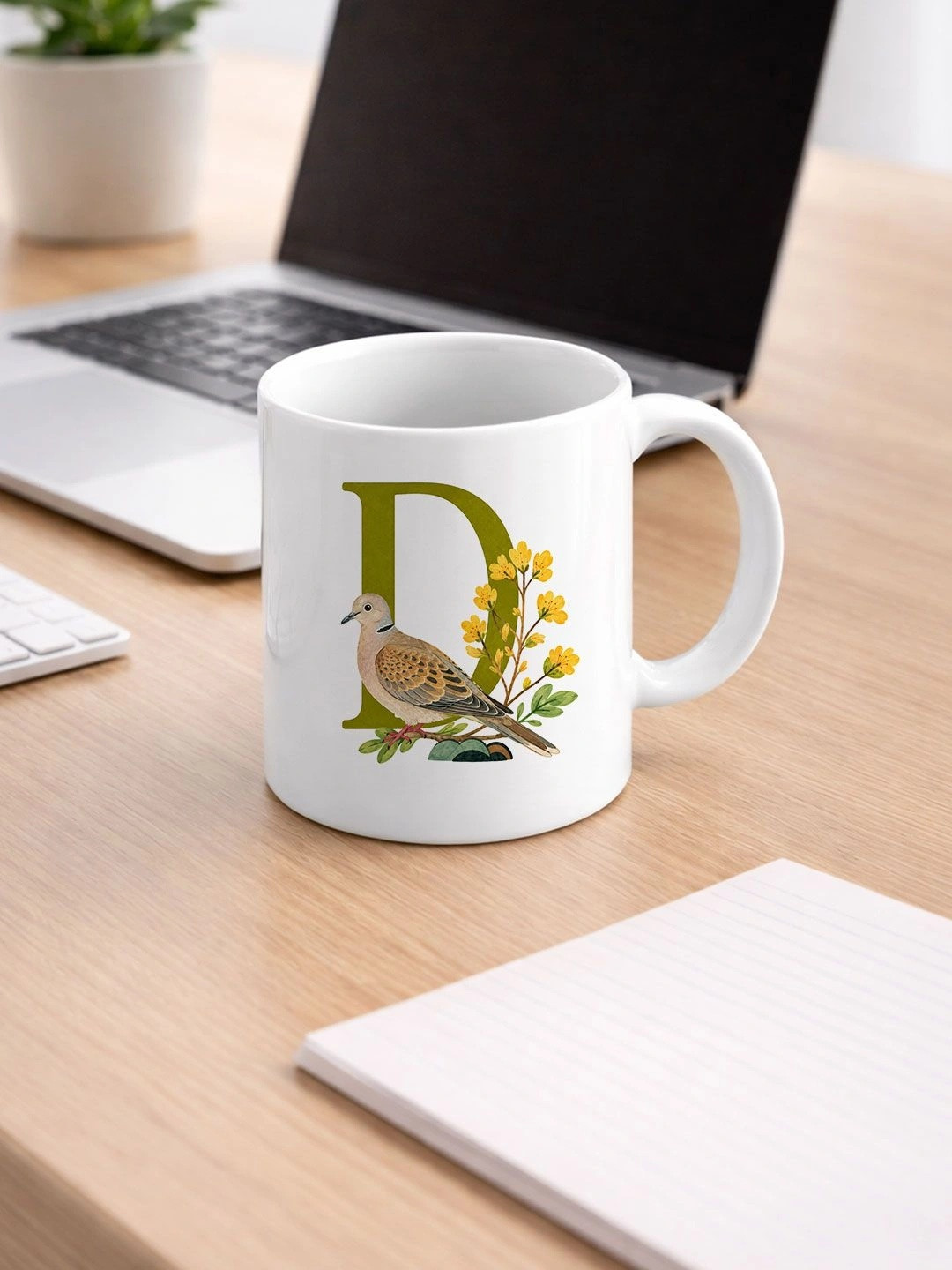 EarthCraft White Printed Ceramic Glossy Mugs Set of Cups and Mugs
