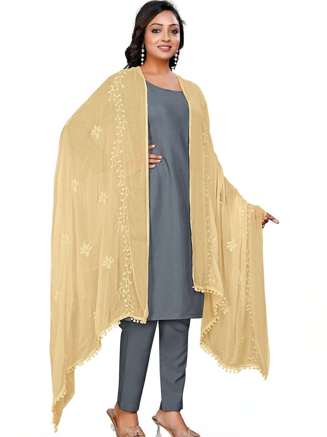 Cloric Fashion Embroidered Dupatta with Thread Work