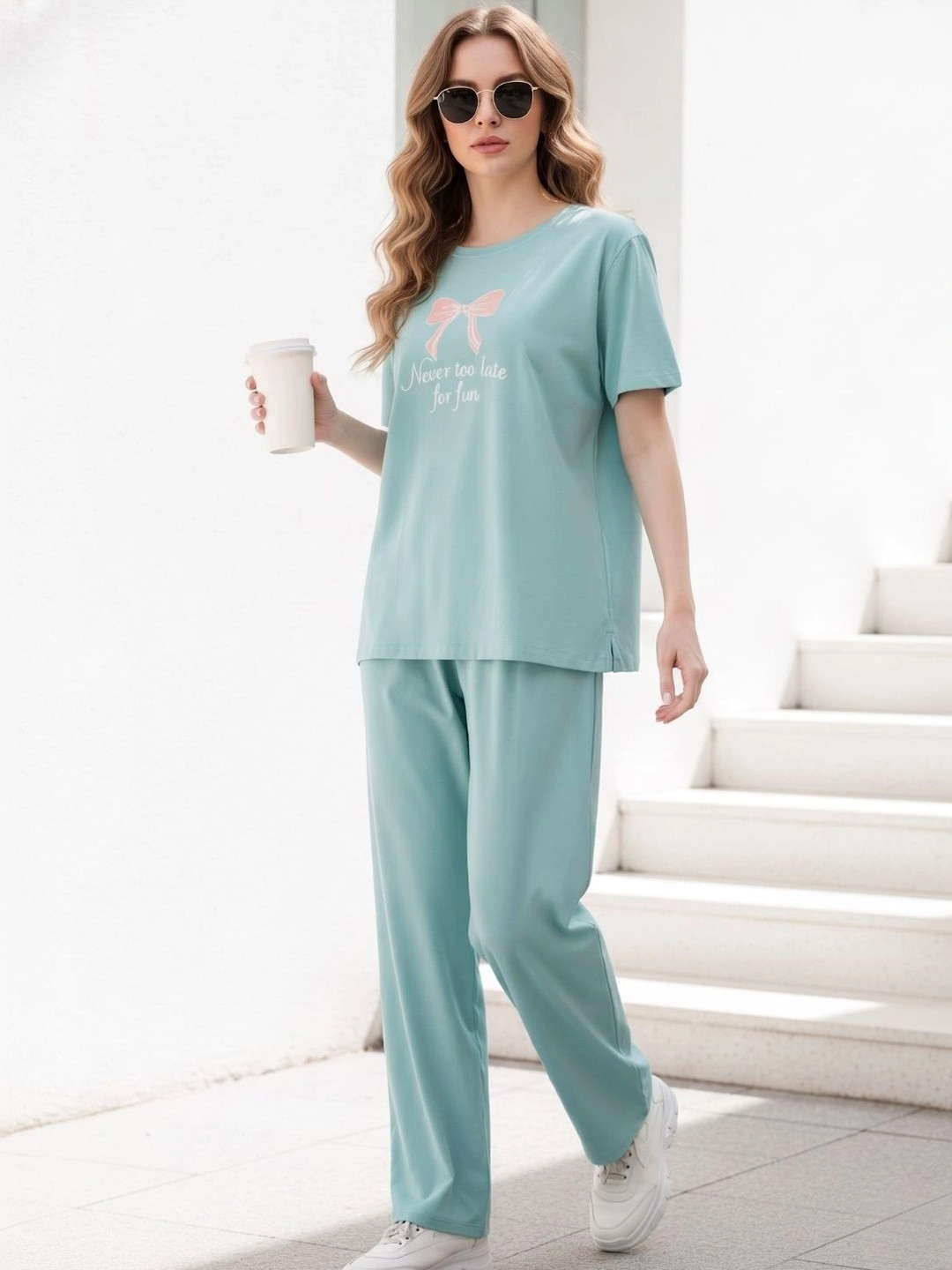 WEET Women Typography Printed Night suit
