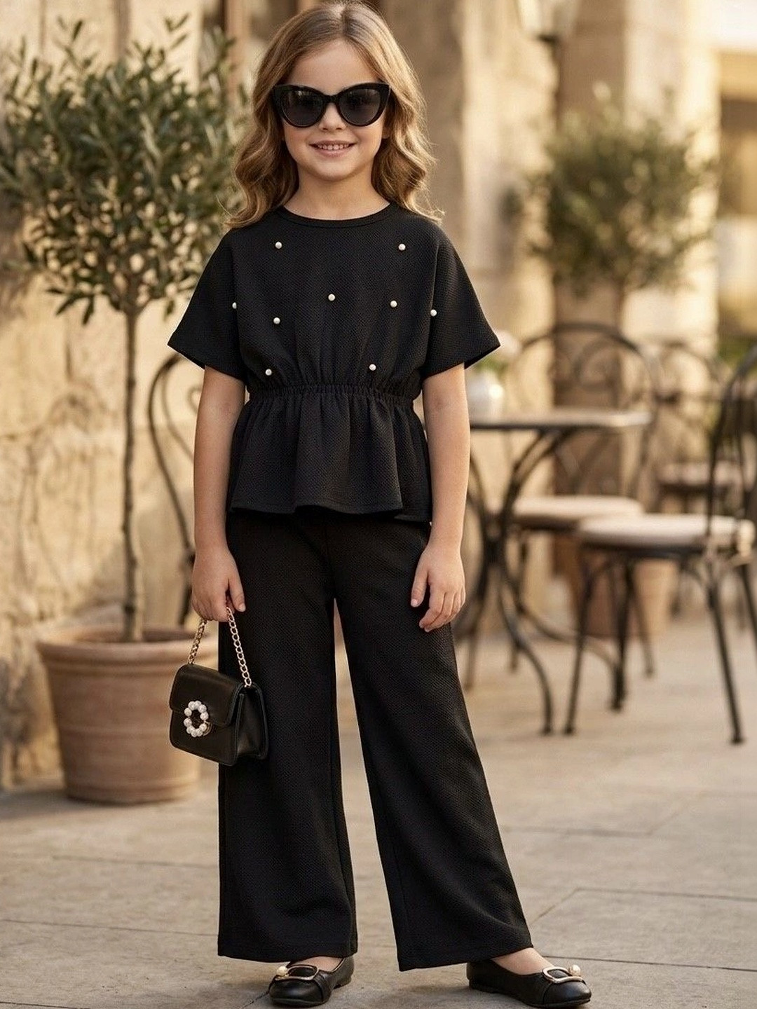 TRUFFLES Ruffled Embellished Top with Trousers